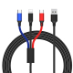 Câble De Charge 3 En 1 Tressé 1,2 m 8 Pin USB-C Et Micro USB Charge Simultanée Jusqu’à 3 A