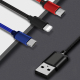 Câble De Charge 3 En 1 Tressé 1,2 m 8 Pin USB-C Et Micro USB Charge Simultanée Jusqu’à 3 A