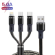 Câble De Charge 3 En 1 40 W 5 A USB 8 Pin USB-C Micro USB 118 cm Compatible Smartphones Et Tablettes