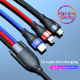 Câble De Charge Rapide 3 En 1 USB Vers Micro USB USB C Et 8 Pin 40 W 5 A Pour 3 Téléphones Simultanément