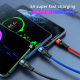 Câble De Charge Rapide 3 En 1 USB Vers Micro USB USB C Et 8 Pin 40 W 5 A Pour 3 Téléphones Simultanément