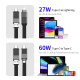 Câble De Charge 4 En 1 USB A USB C Et 8 Pin 60 W Pour Charge Rapide Et Données Tressé 15 Cm