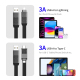 Câble De Charge 4 En 1 USB A USB C Et 8 Pin 60 W Pour Charge Rapide Et Données Tressé 15 Cm