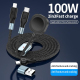 Câble De Charge Rapide PD 2 En 3 Pour Téléphone Et Apple Watch 100 W 480 Mbps Tressé 1,2 Ou 2 M