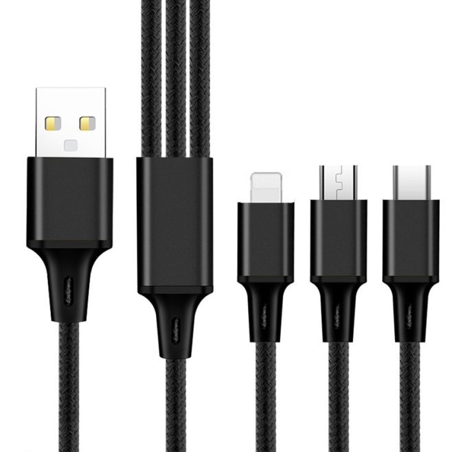 Câble De Charge 3 En 1 2 Pièces USB C Micro USB 8 Pin Charge Rapide Protection Contre La Surcharge 1 2 M