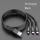Câble De Charge Rapide 3 En 1 5A 1,2 m 8 Pin USB-C Type-C Micro USB Anti-Surcharge 2 Pièces