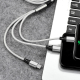 Câble De Charge Rapide 3 En 1 2 Pièces 8 Pin USB-C Micro USB Avec Protection Anti-Surcharge Et Embout Aluminium Anti-Oxydation