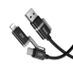 Câble De Charge Et De Données 4 En 1 USB-A Type-C 8 Pin 60 W En Silicone 120 cm