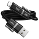 Câble De Charge Et De Données 4 En 1 USB-A Type-C 8 Pin 60 W En Silicone 120 cm