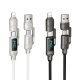 Câble De Charge Et Données 4 En 1 240W PD 3.1 Avec Affichage Numérique 1.2 m Tressé Type-C 8-Pin