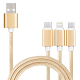 Câble De Charge Et De Données 3 En 1 USB C 8 Pin Micro USB Lot De 5 Pour 3 Appareils Simultanément Tressé 120 Cm 2 A