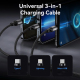 Câble De Charge Et De Transfert De Données 3 En 1 USB Vers 8 Pin Type C Et Micro USB 3 A Tressé