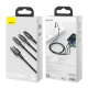 Câble De Charge Et Données 3 En 1 8 Pin USB C Micro USB Charge Simultanée 3.5 A 1.5 M