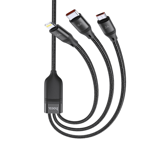 Câble De Charge 3 En 1 USB Vers USB C 8 Pin Et Micro USB Jusqu’à 6A Compatible Huawei 66W Tressé 1 Mètre 20 - www.yonis-shop.com