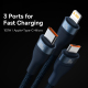 Câble De Charge Rapide 3 En 1 100W USB Type-C Micro USB 8 Pin Tressé Nylon 1,2 m Bleu