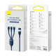 Câble De Charge Rapide 3 En 1 100W USB Type-C Micro USB 8 Pin Tressé Nylon 1,2 m Bleu