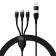 Câble De Charge Rapide 3 En 1 100W USB Type-C Micro USB 8 Pin Tressé Nylon 1,2 m Bleu