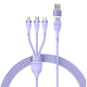 Câble De Charge Rapide 3 En 1 100W USB Type-C Micro USB 8 Pin Tressé Nylon 1,2 m Bleu