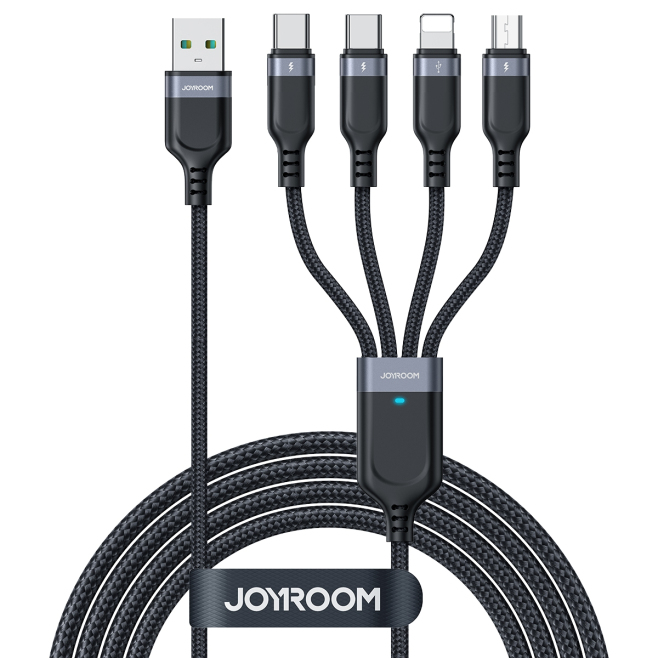 Câble USB 4 En 1 Pour Charger 4 Appareils Simultanément Avec 8 Pin Double USB C Et Micro USB Nylon Tressé