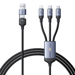 Câble De Charge 3 En 2 Pour 3 Appareils Jusqu’à 100 W USB Type C 8 Pin Micro USB En Nylon Tressé 1,2 M