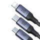Câble De Charge 3 En 2 Pour 3 Appareils Jusqu’à 100 W USB Type C 8 Pin Micro USB En Nylon Tressé 1,2 M
