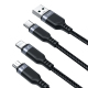 Câble 3 En 1 De Charge Et Transfert USB Vers 8 Pin USB-C Et Micro-USB Pour 3 Appareils 120 Cm En Nylon Tressé
