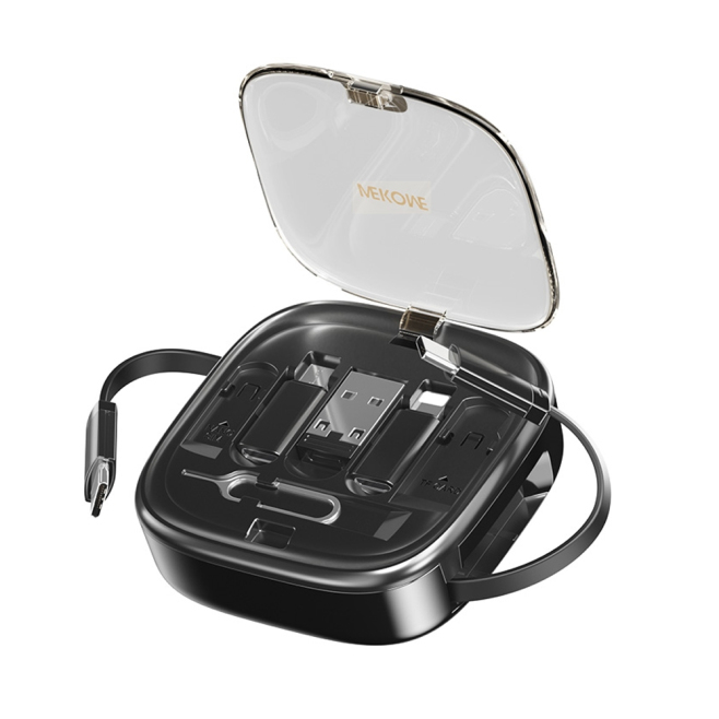 Câble De Données Télescopique USB-C 65 W 1 M Avec Adaptateurs Multiples Et Support Pour Téléphone Portable
