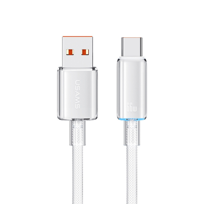 Câble USB Vers Type C 6A Pour Charge Rapide Et Transfert De Données 480 MB/s Tressé Avec LED 120 cm