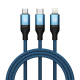 Câble De Charge Rapide 3 En 1 USB Vers 8 Pin Type C Et Micro USB 1 M Sortie Type C 4.4 A Tresse Nylon Renforcée