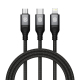 Câble De Charge Rapide 3 En 1 USB Vers 8 Pin Type C Et Micro USB 1 M Sortie Type C 4.4 A Tresse Nylon Renforcée