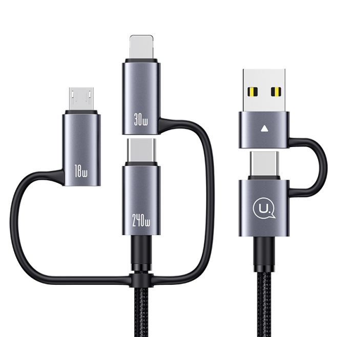 Câble De Charge Rapide Et De Données 6 En 1 Jusqu’à 240 W 2 m Tressé En Aluminium 480 Mbps