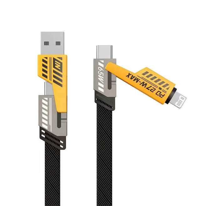 Câble De Charge Et Transfert 4 En 1 USB Type C Vers 8 Pin Et Type C 65 W 1 M Tressé En Nylon Pour Apple Et Android