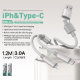 Câble 2 En 2 USB Et Type C Vers 8 Pin Et Type C Pour Charge Rapide 35/65 W Tressé 1,2 M Avec Puce Intelligente