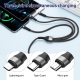 Câble De Charge Rapide USB 3 En 1 66 W Pour 3 Appareils Type C 8 Pin Micro USB Tressé 1 Mètre