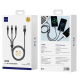 Câble De Charge Rapide USB 3 En 1 66 W Pour 3 Appareils Type C 8 Pin Micro USB Tressé 1 Mètre
