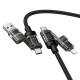 Câble De Charge 4 En 1 240 W USB Type-C Vers Type-C Et 8 Pin Tressé 1,2 m Noir