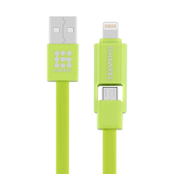 Câble De Charge Et Synchronisation 2 En 1 Micro USB Et Apple 8 Pin USB 2.0 Résistant 1 m Vert