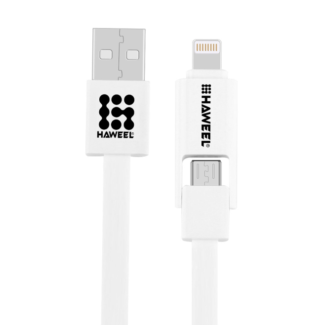 Câble De Charge Et Synchronisation 2 En 1 Micro USB Et Apple 8 Pin USB 2.0 Résistant 1 m Vert