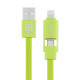 Câble De Charge Et Synchronisation 2 En 1 Micro USB Et Apple 8 Pin USB 2.0 Résistant 1 m Vert