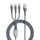 Câble De Charge 3 En 1 Pour 8 Pin USB C Et Micro USB 1.2 M 2 A Résistant Aux Flexions Pour Plusieurs Téléphones
