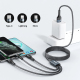 Câble De Charge 3 En 1 Pour 8 Pin USB C Et Micro USB 1.2 M 2 A Résistant Aux Flexions Pour Plusieurs Téléphones