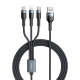 Câble De Charge 3 En 1 Pour 8 Pin USB C Et Micro USB 1.2 M 2 A Résistant Aux Flexions Pour Plusieurs Téléphones