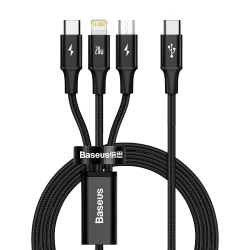 Câble De Charge Rapide USB C 3 En 1 20 W Vers 8 Pin Micro USB Et USB C Tressé 1 5 M Données 480 Mbps