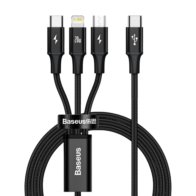 Câble De Charge Rapide USB C 3 En 1 20 W Vers 8 Pin Micro USB Et USB C Tressé 1 5 M Données 480 Mbps - www.yonis-shop.com