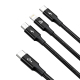 Câble De Charge Rapide USB C 3 En 1 20 W Vers 8 Pin Micro USB Et USB C Tressé 1 5 M Données 480 Mbps