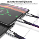 Câble De Charge Et De Données 3 En 1 8 Pin USB C Micro USB 120 Cm En Tissu Résistant Avec Protection Contre La Surcharge - ww...