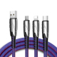 Câble De Charge Et De Données 3 En 1 8 Pin USB C Micro USB 120 Cm En Tissu Résistant Avec Protection Contre La Surcharge - ww...