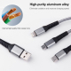 Câble De Charge 3 En 1 Pour Trois Appareils 2.4 A 8 Pin Type-C Micro USB En Nylon Tressé 1.2 m