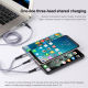 Câble De Charge 3 En 1 Pour Trois Appareils 2.4 A 8 Pin Type-C Micro USB En Nylon Tressé 1.2 m