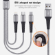 Câble De Charge 3 En 1 Pour Trois Appareils 2.4 A 8 Pin Type-C Micro USB En Nylon Tressé 1.2 m